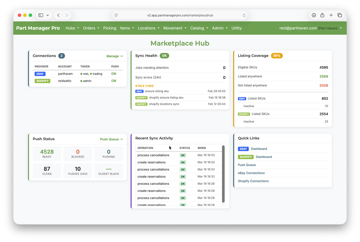 Marketplace Hub — eBay and Shopify sync