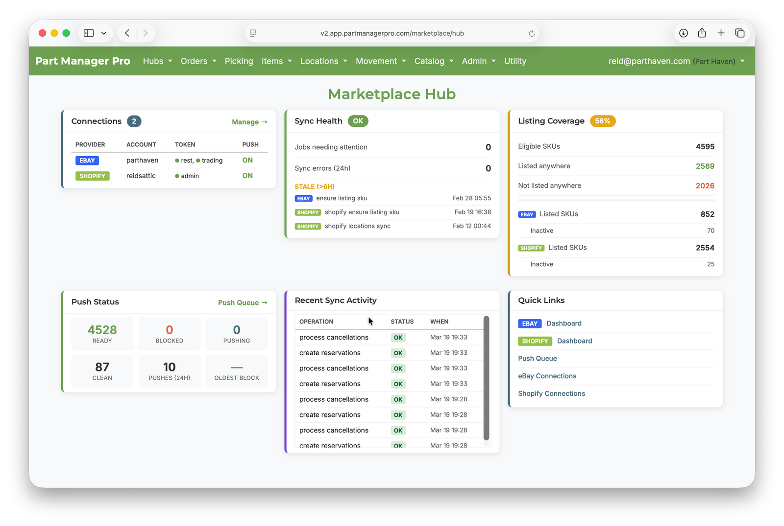 Marketplace Hub — eBay and Shopify sync