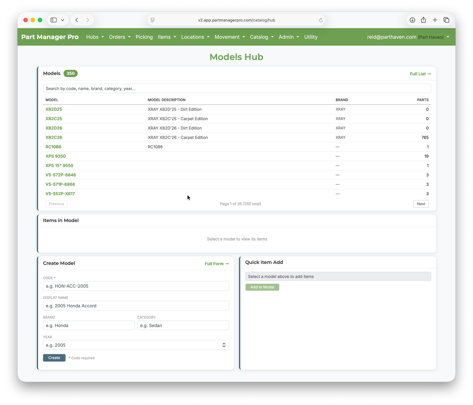 Models Hub — compatibility catalog