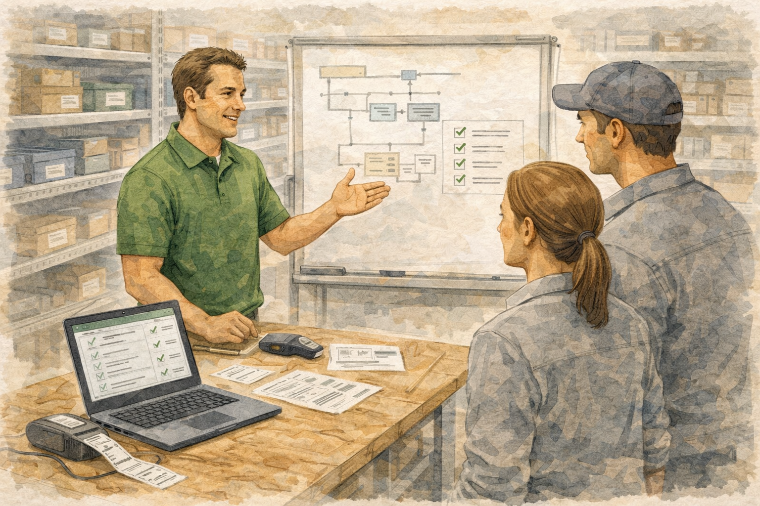PMP Expert Assistance — in-person onboarding and workflow training in warehouse
