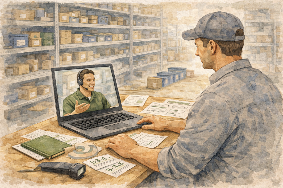 PMP Expert Assistance — remote video support session with warehouse team